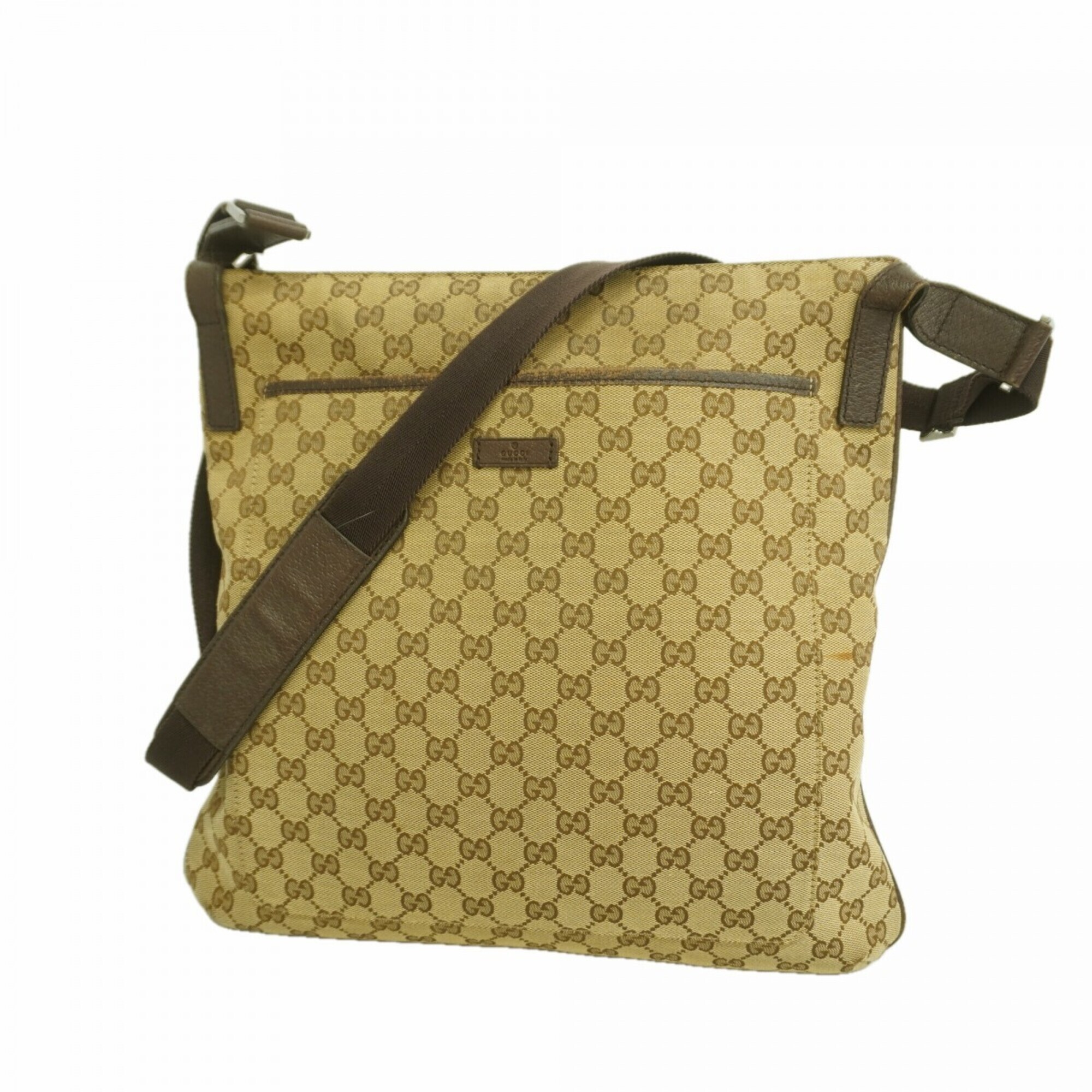 Gucci Gg Canvas Shoulder Bag 122791 Beige Women's